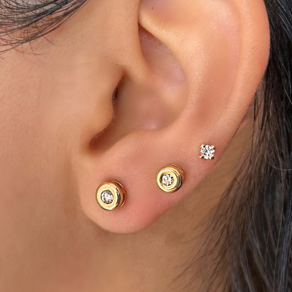 aros redondos de oro y diamantes