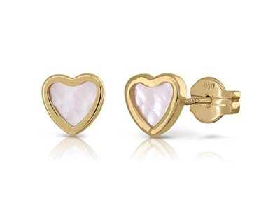 aros de oro en forma de corazón con nácar natural