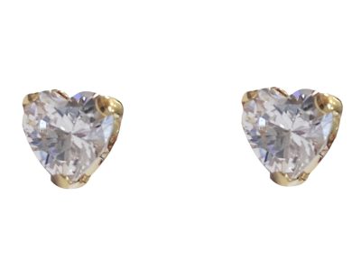 Aros de oro en forma de corazón con circón