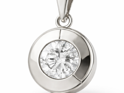 Collar Punto de Luz de oro blanco italiano de 18 quilates con baño de rodio y circón brillante.