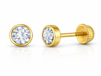 Aros circulares de oro italiano amarillo de 18 quilates