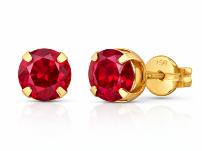aros de oro italiano con piedra rubí rojo