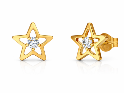 aros de oro italiano amarillo de 18 quilates en forma de estrella