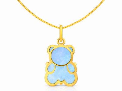 collar de oro italiano con nácar celeste esmaltado